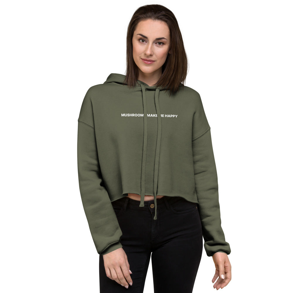 Mushrooms Make Me Happy Crop Hoodie