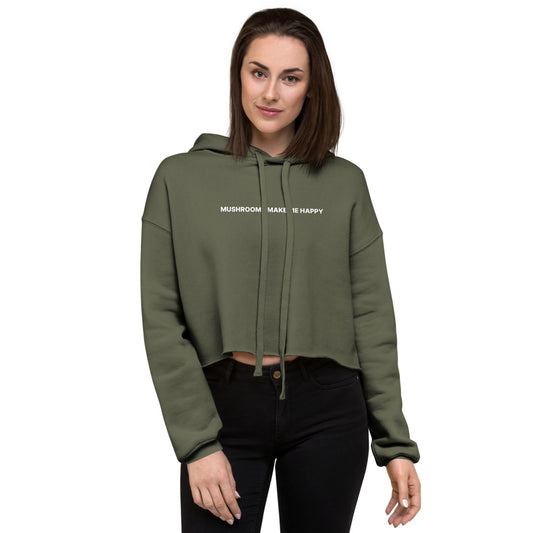 Mushrooms Make Me Happy Crop Hoodie